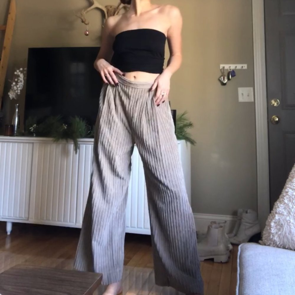 Ribbed Corduroy Wide Leg Pants